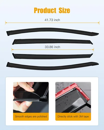 Vista 3 de ROADFAR Deflectores de ventana de montaje exterior compatibles con Toyota RAV4 2013 2014 2015 2016 2017 2018 Deflector de ventana protector