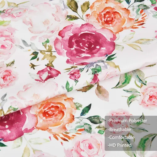 Vista 4 de Claswcalor Delantal de flores rosas con bolsillos, delantal floral para cocinar, delantal de cocina con rosas de acuarela para mujer, delantal