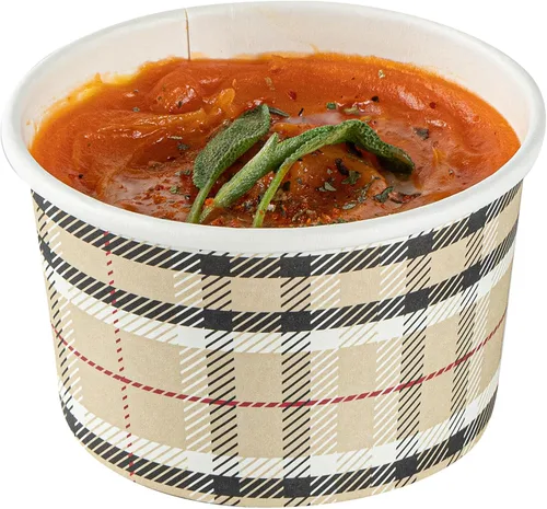 Vista 10 de Restaurantware Coppetta - Vasos de postre de 3 onzas, 50 tazas desechables para helado, tapas se venden por separado, cuencos de papel a cuadros