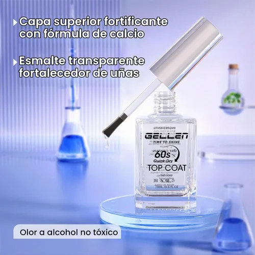 Vista 5 de GELLEN Esmalte de uñas transparente de secado rápido en 60 segundos, capa superior de alto brillo, secado rápido al aire, esmalte de uñas regular