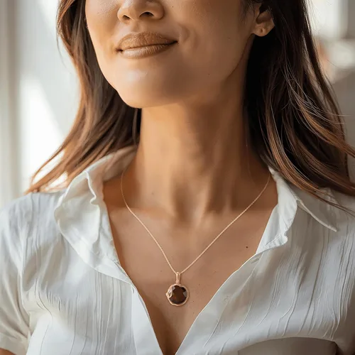 Vista 3 de Collar de piedras preciosas chapado en oro de 14 quilates para mujer, collares de oro de 14 quilates para mujer, oro sobre plata esterlina 925
