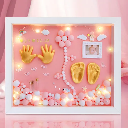 Vista 12 de MCstars Kit de manos y huellas para bebé con marco de fotos, marco de recuerdo personalizado para recién nacido, fabricante de huellas y huellas