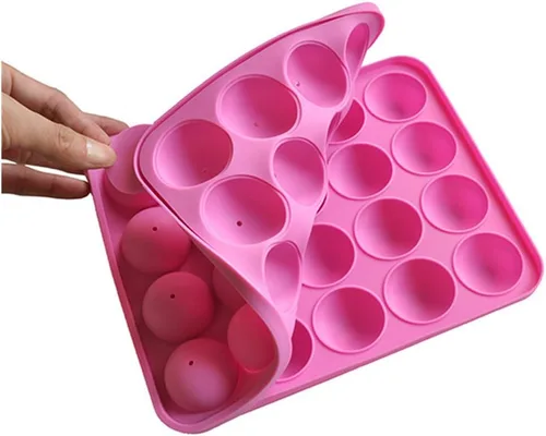 Vista 2 de Molde de silicona para piruletas de 20 cavidades, molde redondo de chocolate duro para pastel de caramelo, paquete de 3 (3)