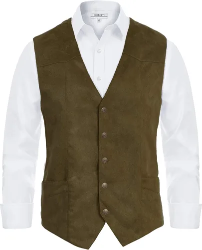 Vista 9 de Gioberti Chaleco de ante sintético de 5 botones para hombre Café
