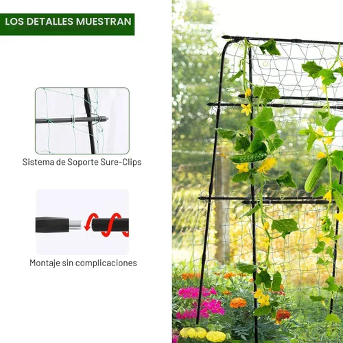 Vista 5 de Enrejado de jardín para plantas trepadoras al aire libre, enrejado de pepino de metal para plantas al aire libre, verduras, frutas, flores, vides