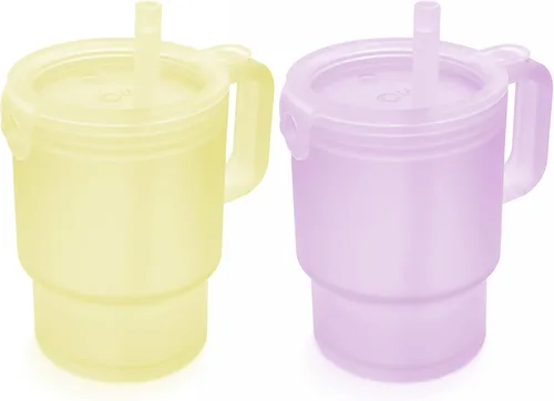 Vista 16 de Olababy Vaso de silicona para niños pequeños con asa y pajita, arándano, 11 Azul (Arándano)