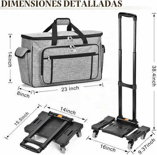 Vista 5 de CAB55 Estuche de transporte con ruedas para Cricut Maker 3/Maker 4/Maker/Explore 4/Explore 3/Explore Air 2, bolsa de almacenamiento de doble capa