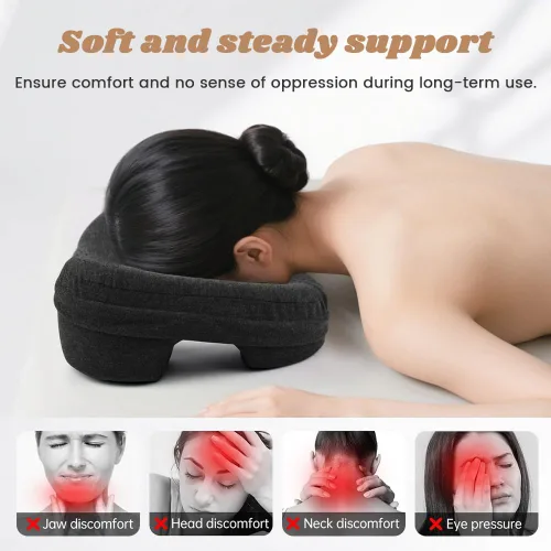 Vista 6 de Kakalote Reposacabezas de masaje para cama, almohada ergonómica de masaje de espuma viscoelástica para spa, siesta y cuidado de la piel (negro)