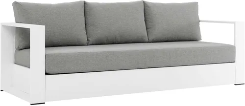 Vista 10 de Modway Tahoe - Sofá de aluminio para patio exterior en gris carbón