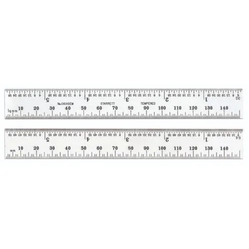 Vista 31 de Regla de acero templado Starrett Spring, con graduación de pulgadas, graduaciones estilo 4R, 1