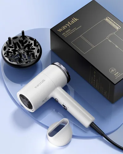 Vista 3 de Wavytalk Secador de pelo con difusor 1875W Secador iónico para secado rápido con concentrador Blanco ligero.