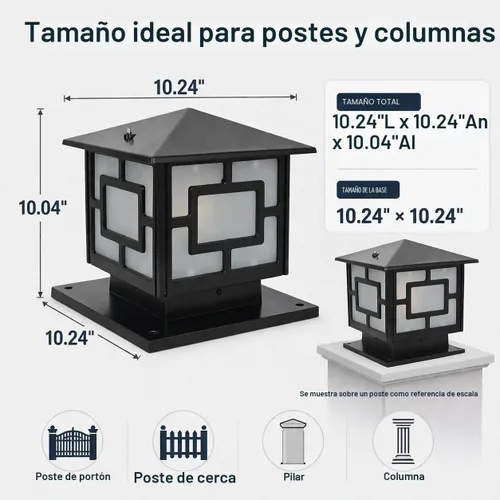 Vista 3 de Luz de poste al aire libre, moderna lámpara de pilar de vidrio de aluminio para postes de puerta y columnas, lámpara de montaje en muelle exterior