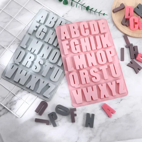 Vista 7 de 2 moldes de letras para chocolate, moldes de silicona del alfabeto para manualidades, molde de crayón reutilizable para cera, molde de letras