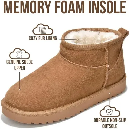 Vista 2 de Project Cloud - Botines de gamuza genuina para mujer, botas de invierno resistentes al agua, plantilla de espuma viscoelástica, zapatos de tendencia
