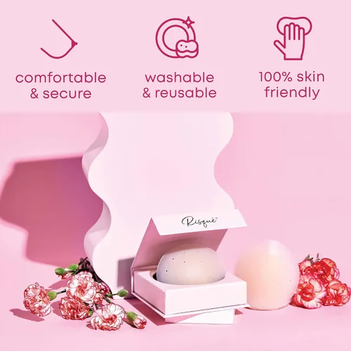 Vista 4 de Nipple Coverings Reusable Nipple Covers Silicone Adhesive Pasties for Women, Complete with a Travel Box for Convenience
