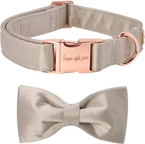 Vista 8 de Collar para perro, collar de seda verde con lazo, lazo suave, collar ajustable para mascotas, regalo para perros hembras o machos XS