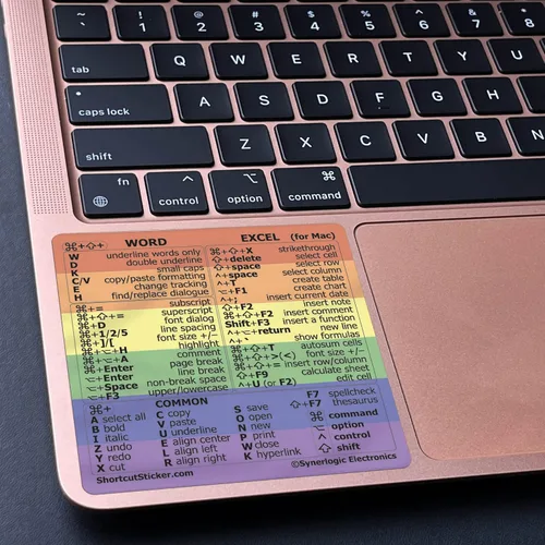 Vista 5 de Synerlogic Pegatina para hoja de trucos de accesos directos de Word y Excel para Mac Adhesivos de acceso directo de teclado de referencia rápida