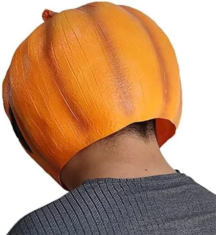 Vista 3 de Máscara espeluznante de látex de calabaza de Halloween para hombre, da rienda suelta al espíritu espeluznante, ideal para fiestas de Halloween
