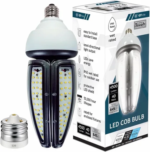 Vista 10 de GT-Lite Bombilla LED de mazorca de maíz de 5200 lúmenes, 40 vatios, equivalente a 300 vatios, color de luz diurna de 5000 K, base E26, bombilla