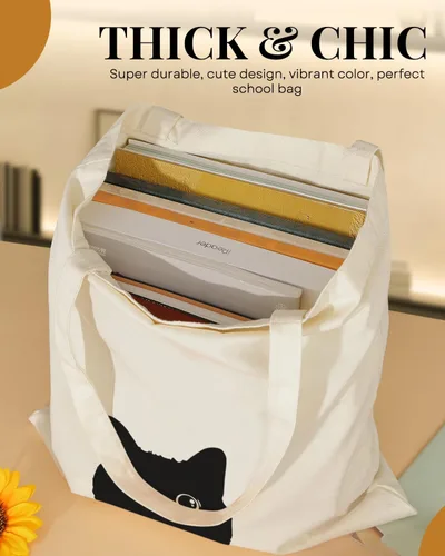 Vista 6 de AUSVKAI Bolsa de lona estética para mujer, lindas bolsas de algodón reutilizables de tela para ir de compras, playa, regalos de moda