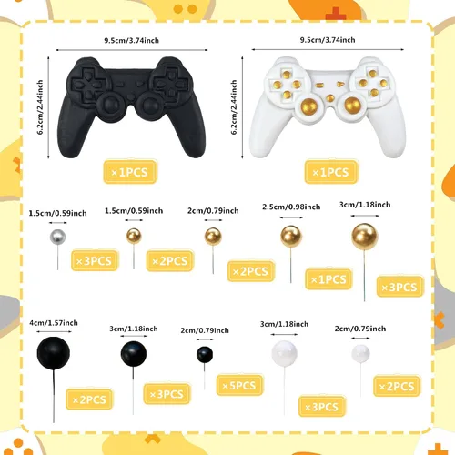 Vista 2 de 28 piezas de temas de videojuegos para decoración de tartas, decoración de pasteles de bolas para decoración de pasteles de fiesta de cumpleaños