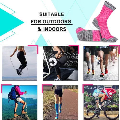 Vista 7 de Heatuff Paquete de 6 calcetines de senderismo para mujer, calcetines deportivos de alto rendimiento, amortiguadores de senderismo al aire libre