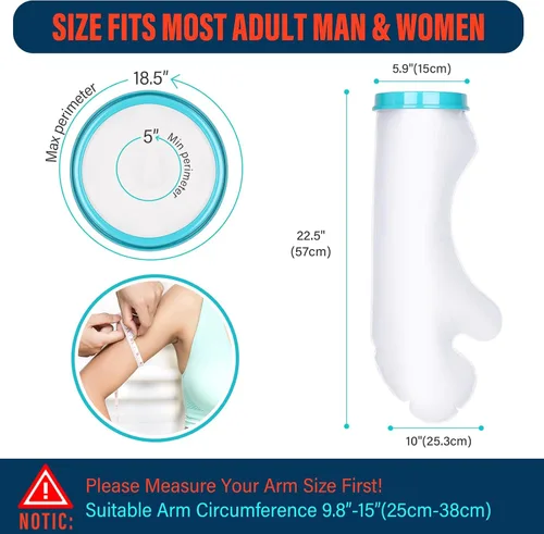 Vista 6 de Fundas de fundición para brazo de ducha para adultos, protector impermeable para brazos, funda de ducha reutilizable para brazo roto, muñeca, codo
