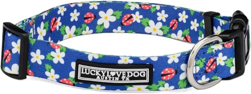 Vista 56 de Lucky Love Dog - Collar para perras pequeñas, diseño Blackbird de estampado alegre con flores de primavera y verano, talla XS Collar Blackbird