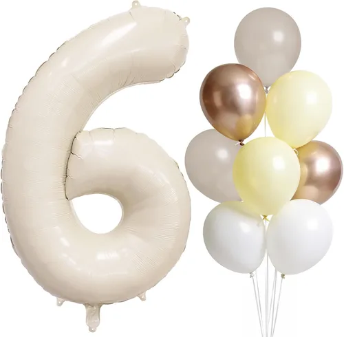 Vista 20 de Globo color crema número 1 de 40 pulgadas, color beige nude, número 1, con globos de arena blanca, globos beige nude champán, crema neutra