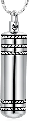 Vista 8 de Imrsanl Joyería de cremación para cenizas, collar de urna con colgante de urna cilíndrica con vial de vidrio, recuerdo de cenizas, joyería