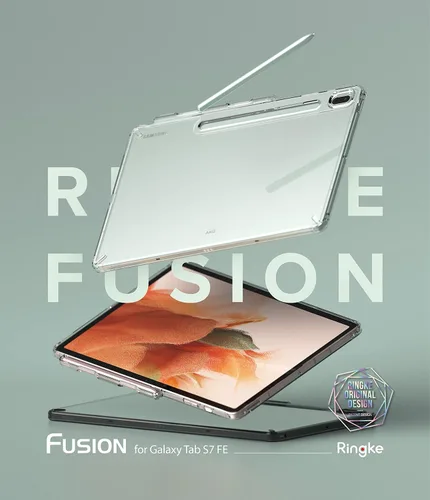 Vista 9 de Ringke Fusion - Funda diseñada para Galaxy Tab S7 FE de 12.4 pulgadas (2021), parte trasera dura transparente a prueba de golpes, con soporte
