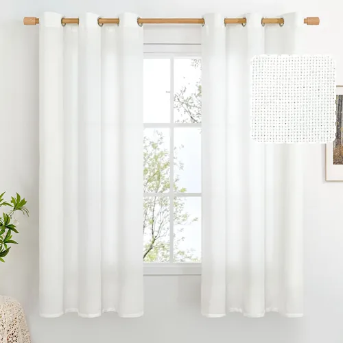 Vista 44 de BGment Cortinas de Lino Beige de 63 Pulgadas de Largo 2 Paneles - Tratamientos para Ventanas con Textura de Arpillera Filtrantes de Luz Cortinas