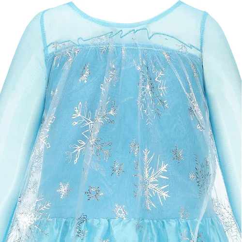 Vista 7 de Vestidos de princesa Elsa para niñas, disfraces y disfraces en Navidad o fiesta de cumpleaños con accesorios