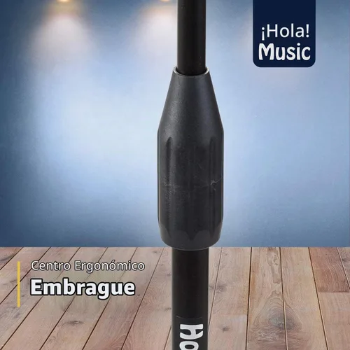 Vista 6 de Soporte de micrófono Hola! Music con altura ajustable para uso en hogar, estudio, oficina o escenario – Bajo perfil (bombo)