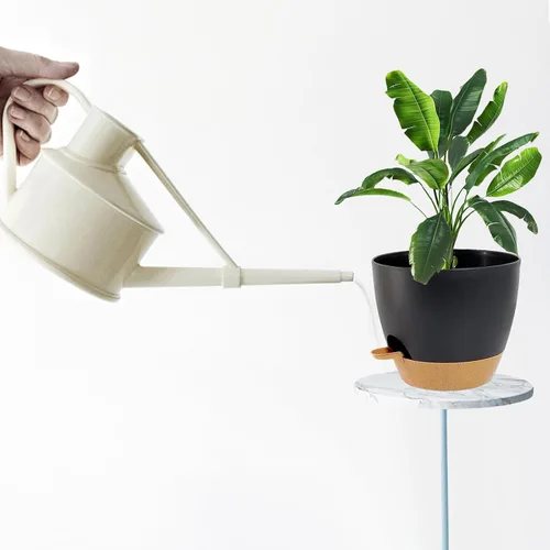 Vista 8 de Macetas de riego automático con orificio de drenaje, macetas para plantas de flores para interiores y exteriores, macetas de plástico negro