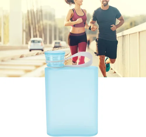 Vista 6 de Milltrip Botella de agua plana, 13.4 onzas líquidas de plástico, a prueba de fugas, reutilizable, delgada, botella de agua portátil de papel
