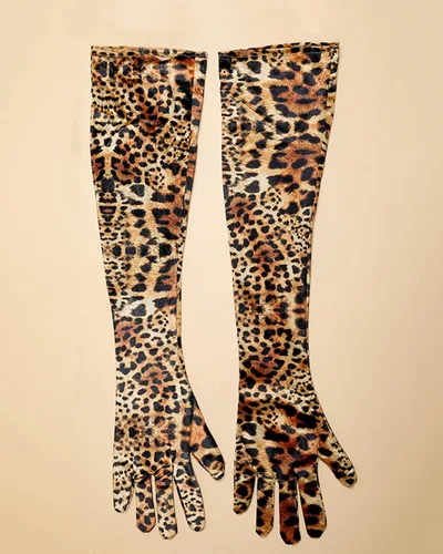 Vista 11 de BXT Guantes largos de terciopelo con estampado de leopardo y cebra para mujer, accesorios de disfraz de Halloween