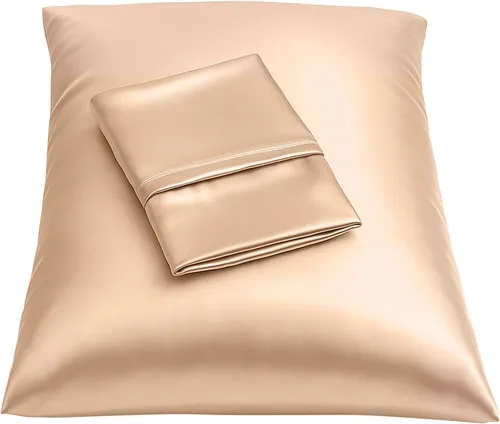 Vista 34 de ShopBedding - Lujosa funda de almohada de satén para el cabello, 2 unidades, satinada, estándar, con cremallera, estampado de cebra marrón