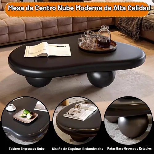 Vista 4 de Mesa de centro moderna Cloud con 3 patas redondas Irregular Shaped Coffee Tables Cream Cute Free Shape Center Table Living Room Small Space Easy