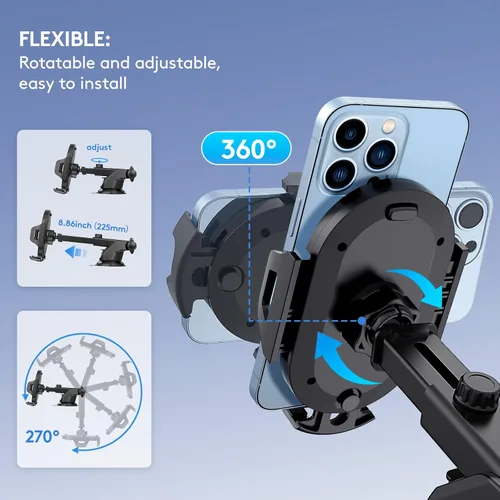 Vista 3 de Universal Car Phone Holder, Strong Suction Cup Super Stable Phone Mount for Car Fit for iPhone 17 16 15 Pro Max, 24PCS for Large Packaging Bulk