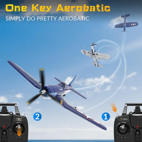 Vista 5 de VOLANTEX F4U Corsair 4 canales - Avión de control remoto con 3 modos de vuelo y estabilización XPilot, avión RC 2.4G para adultos principiantes