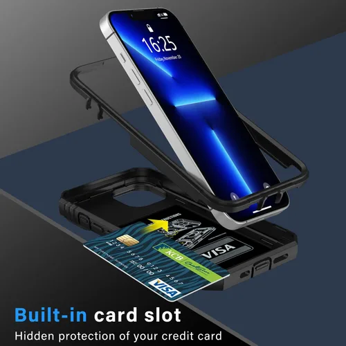 Vista 4 de Korecase Diseño para iPhone 12 Pro Max Kickstand Funda con cubierta de cámara de grado militar Caída de doble capa de cuerpo completo Protección a