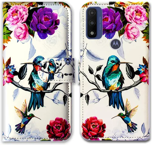 Vista 11 de Bcov Funda de piel con tapa para teléfono Motorola Moto G Pure/Power 2022 - Patrón de pájaro negro, ranura para tarjetas, bloqueo magnético, función