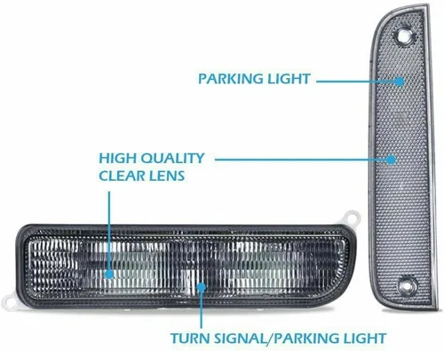 Vista 2 de PIT66 Juego de luces intermitentes de parachoques ahumado y marcador lateral de esquina compatible con Jeep Cherokee XJ Chassis 1997 1998 1999 2000