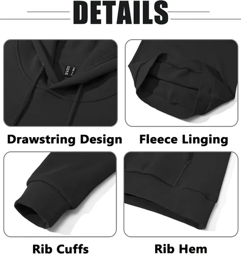 Vista 5 de BIYLACLESEN Sudadera con capucha para hombre, con forro polar suave, sudadera con capucha y bolsillos canguro