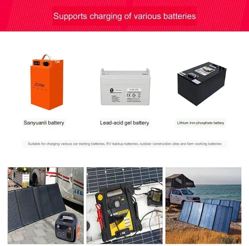 Vista 5 de Panel solar portátil plegable de 400 W, panel de silicona monocristalino, impermeable, con cable de alimentación, adecuado para familias de viajes