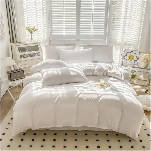 Vista 15 de Cama, Queen/L Negro Color Sólido Algodón Funda Nórdica Funda Nórdica