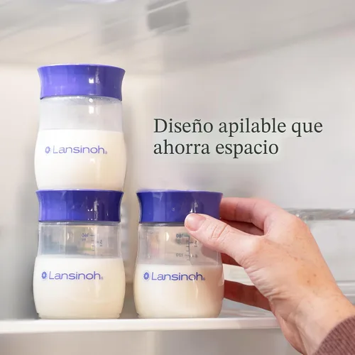 Vista 3 de Lansinoh Biberones de Almacenamiento de Leche Materna Paquete de 4 de 5oz Sin BPA y BPS Biberones de Alimentación de Bomba a Almacenamiento