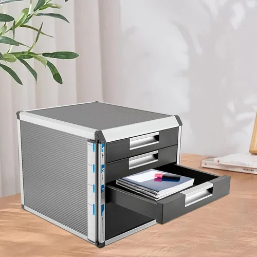 Vista 6 de Gdrasuya10 Caja de documentos ignífuga, organizador de cajones de escritorio para el hogar y la oficina, archivador rodante para colgar carpetas