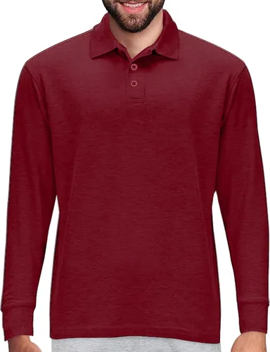 Vista 8 de Camisa estilo Polo de manga larga Premium Wear para hombre, camisa de golf de mezcla de algodón con cuello, solapa de 3 botones, resistente a